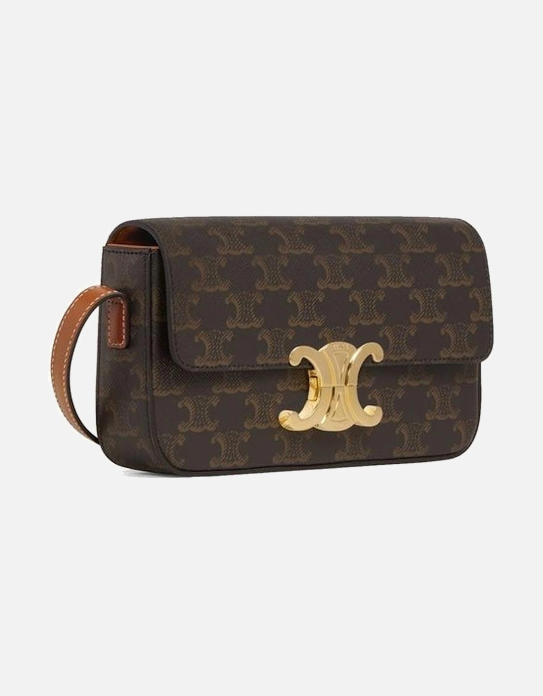 Calf Leather Shoulder Bag with Gold-Tone Closure Women - Brown