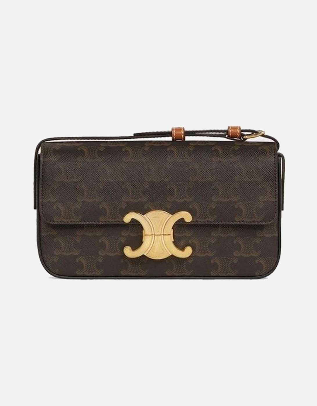 Calf Leather Shoulder Bag with Gold-Tone Closure Women - Brown, 5 of 4