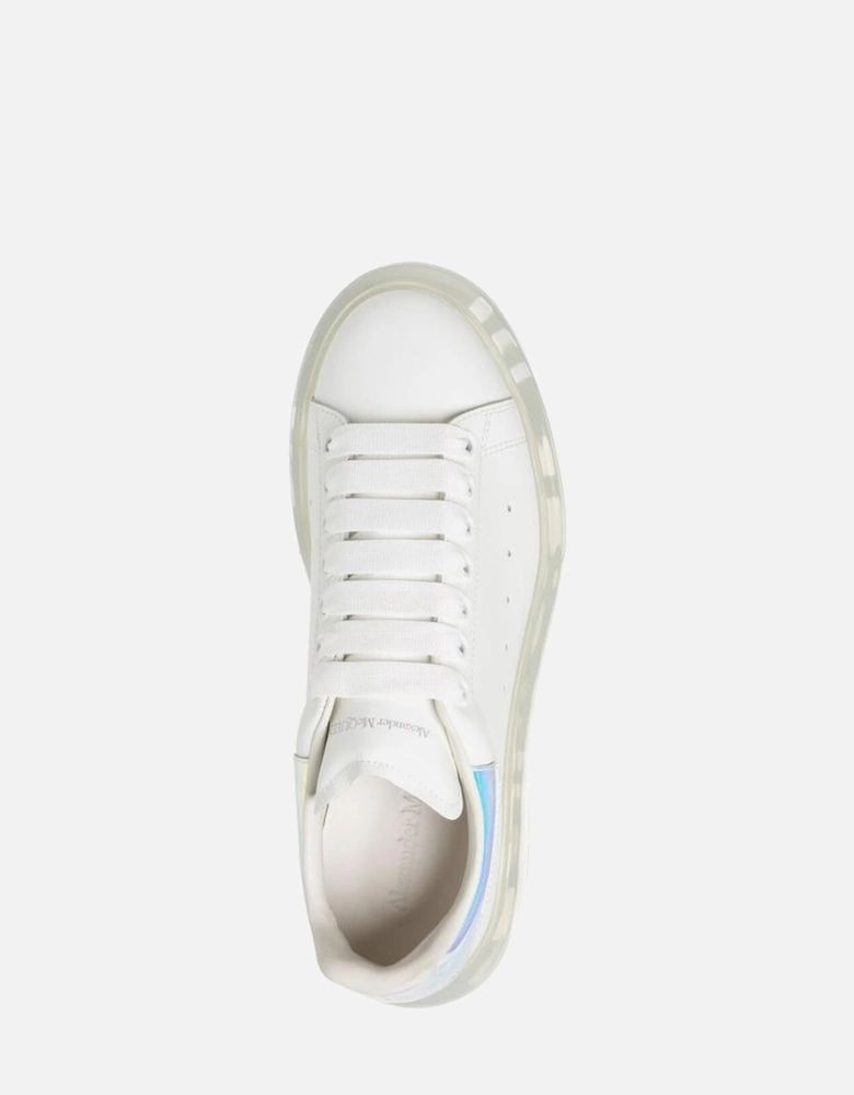 Calf Leather Perforated Round Toe Lace-Up Sneakers Women - White