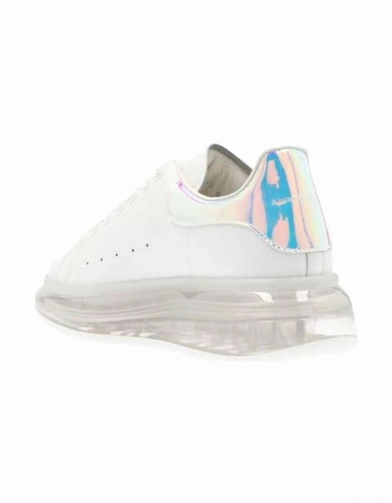 Calf Leather Perforated Round Toe Lace-Up Sneakers Women - White