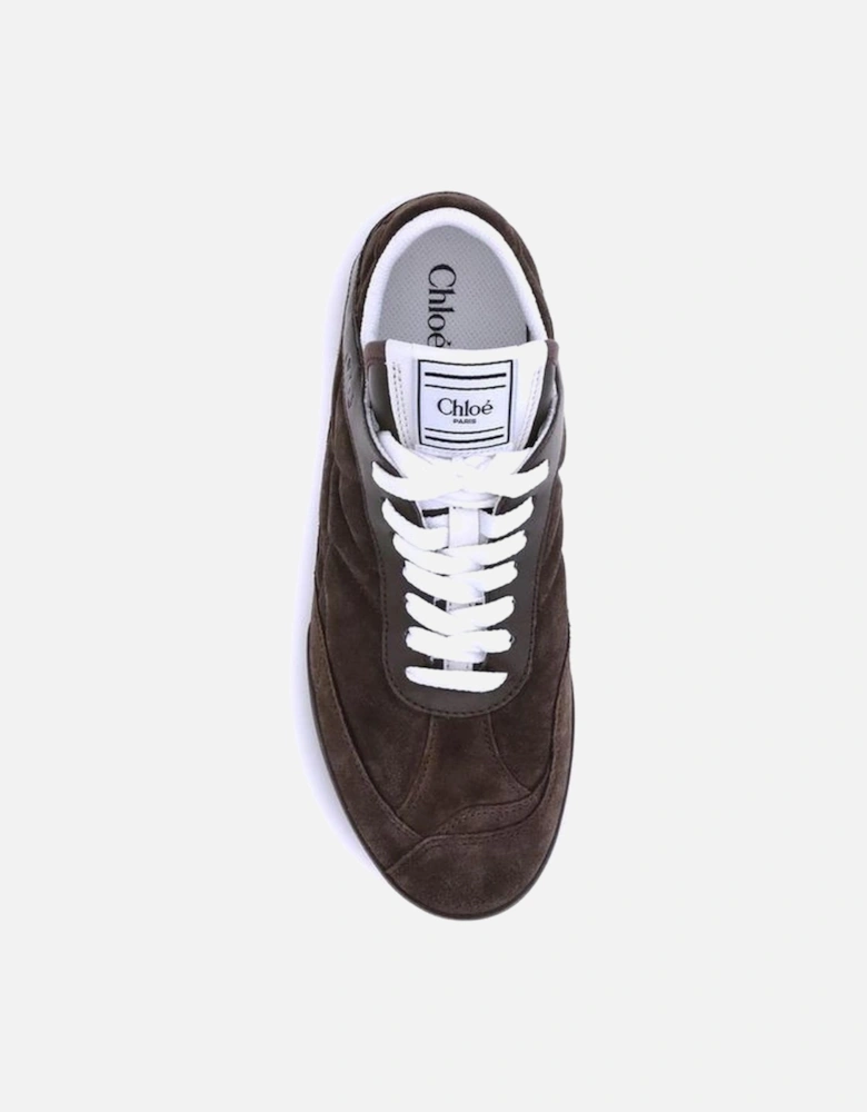 Kick Suede Paneled Sneakers with Lace-Up Closure Women - Brown