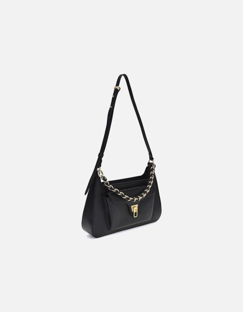 Compact Versatile Shoulder Bag with Chain Handle Women - Black