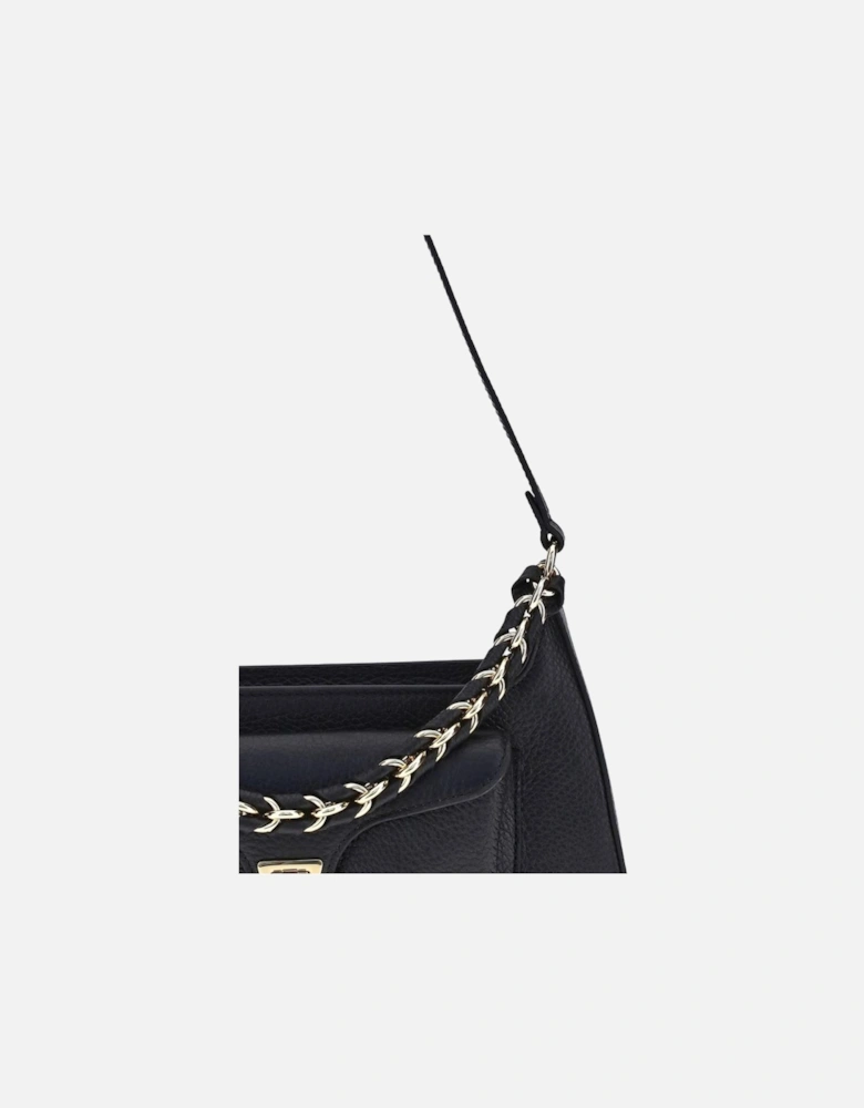 Compact Versatile Shoulder Bag with Chain Handle Women - Black