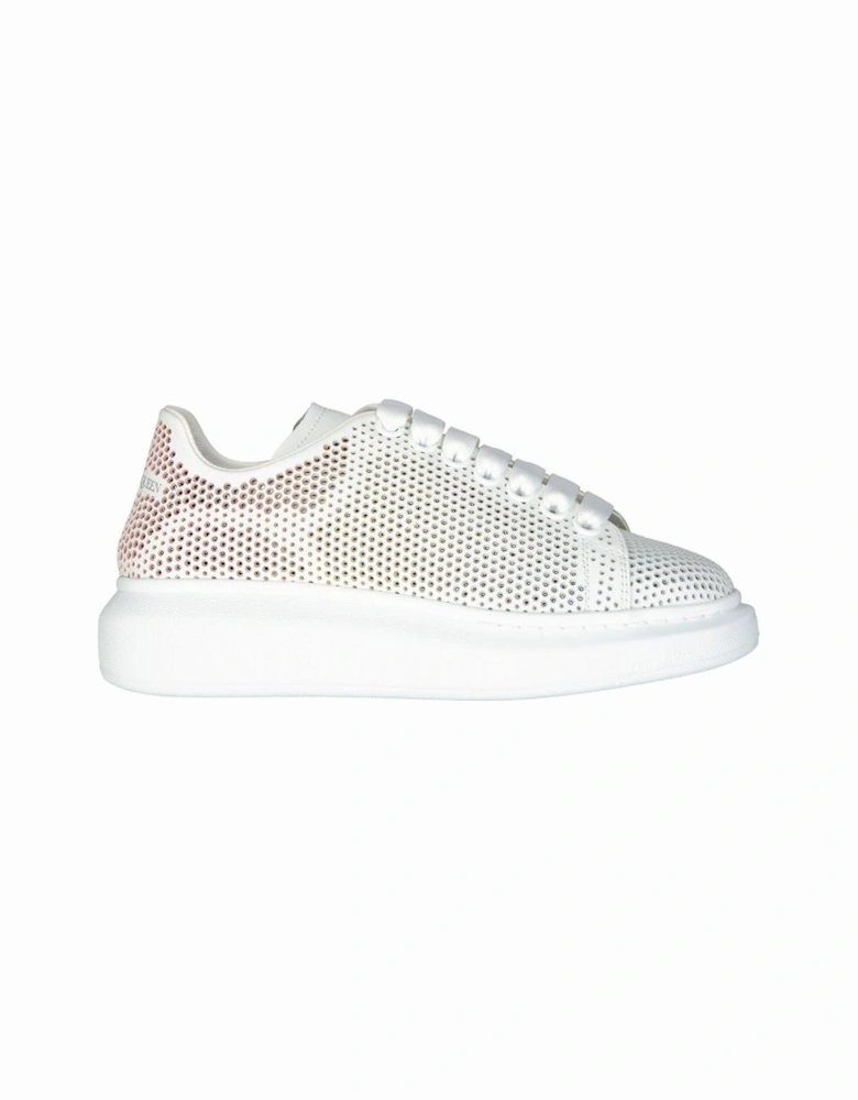 Calf Leather Lace-Up Sneakers with Perforated Detail Women - White