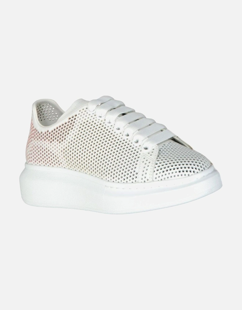 Calf Leather Lace-Up Sneakers with Perforated Detail Women - White