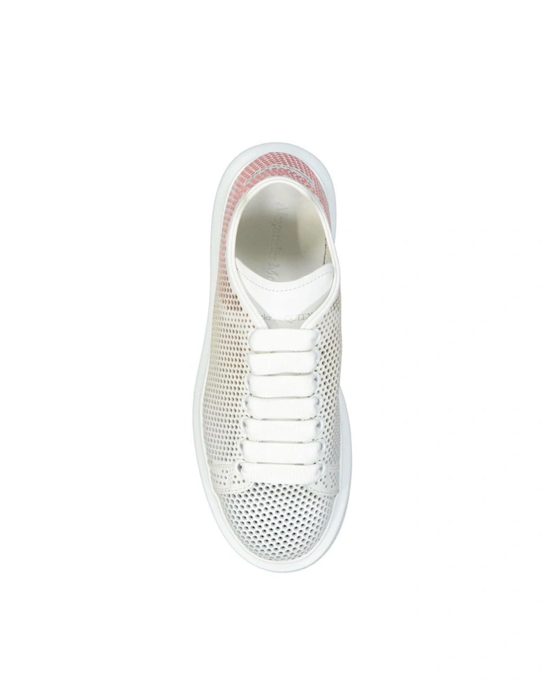 Calf Leather Lace-Up Sneakers with Perforated Detail Women - White
