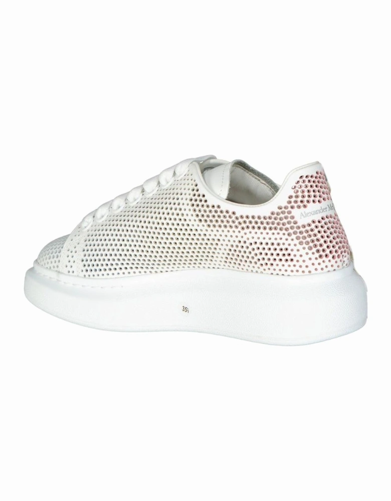 Calf Leather Lace-Up Sneakers with Perforated Detail Women - White