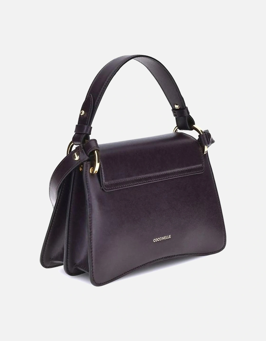 Smooth Leather Handbag with Gold Logo Women - Purple