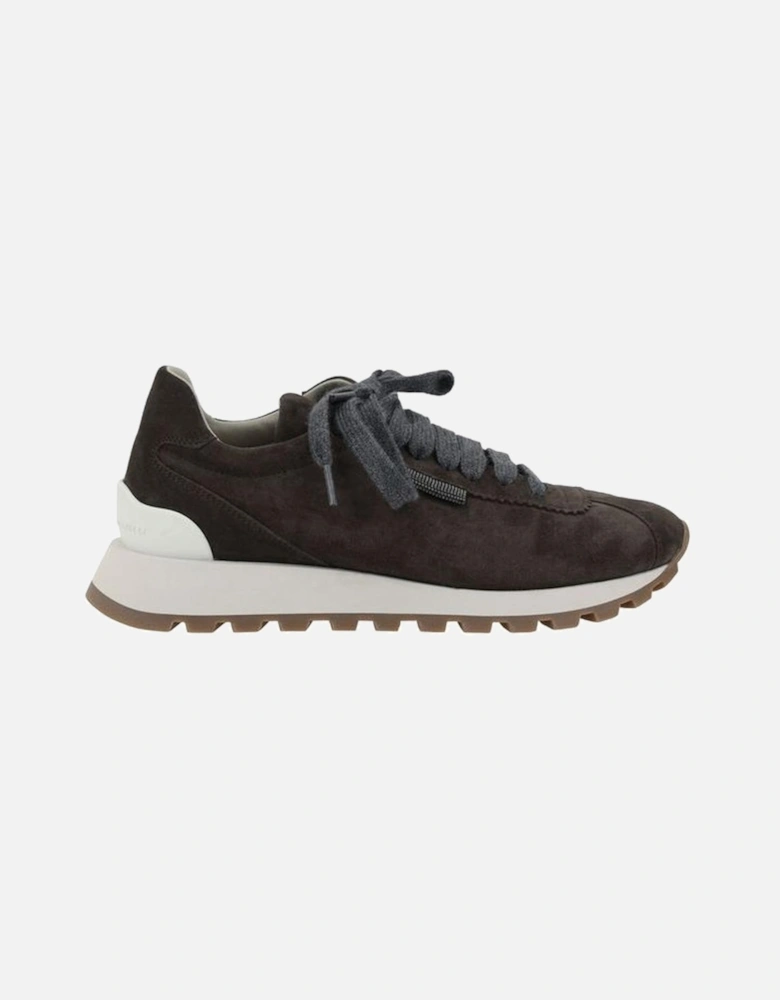 Leather Suede Sneakers with Bead Detail Women - Black