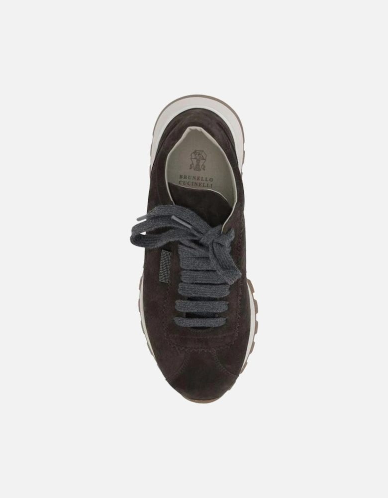 Leather Suede Sneakers with Bead Detail Women - Black
