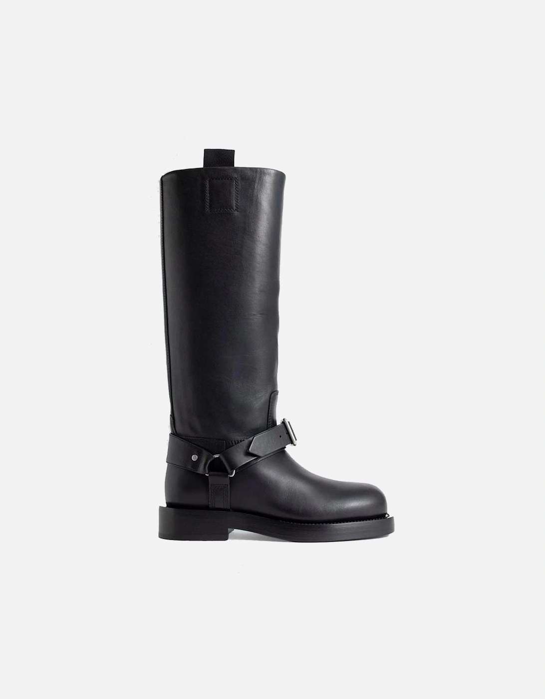 Square Toe Leather Slip-On Shoes Women - Black Boots, 5 of 4