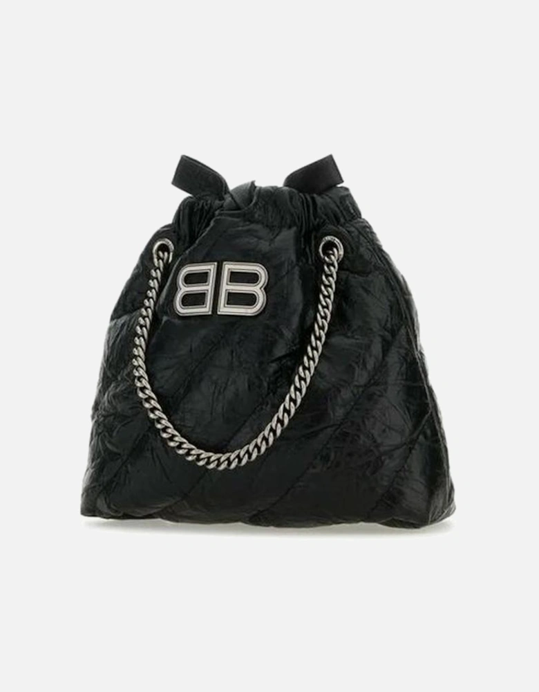 Calf Leather Drawstring Closure Shoulder Bag Women - Black
