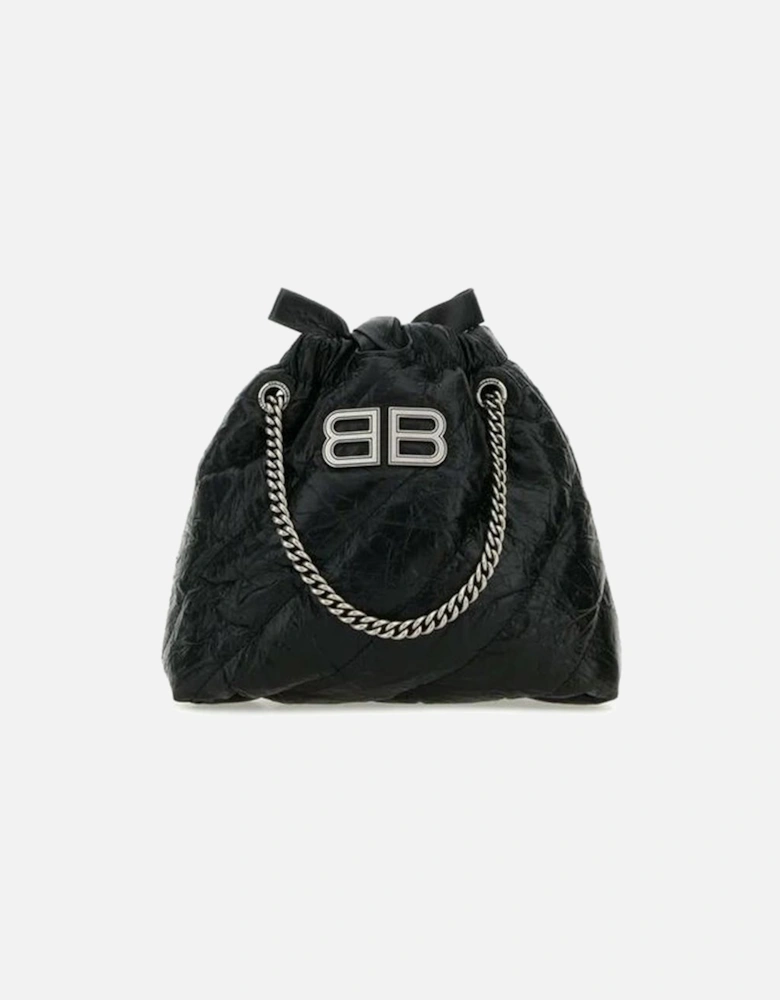Calf Leather Drawstring Closure Shoulder Bag Women - Black