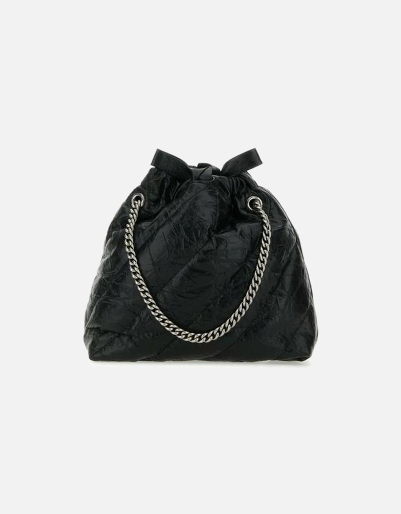 Calf Leather Drawstring Closure Shoulder Bag Women - Black