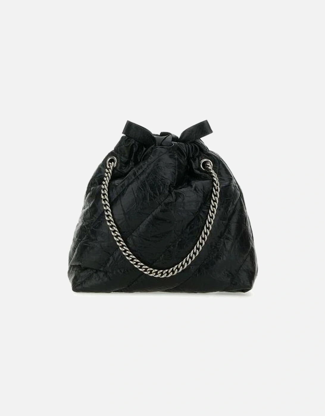 Calf Leather Drawstring Closure Shoulder Bag Women - Black