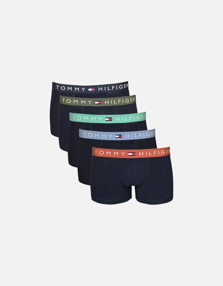 5-Pack Coloured Band Boxer Trunks, Desert Sky/Multi