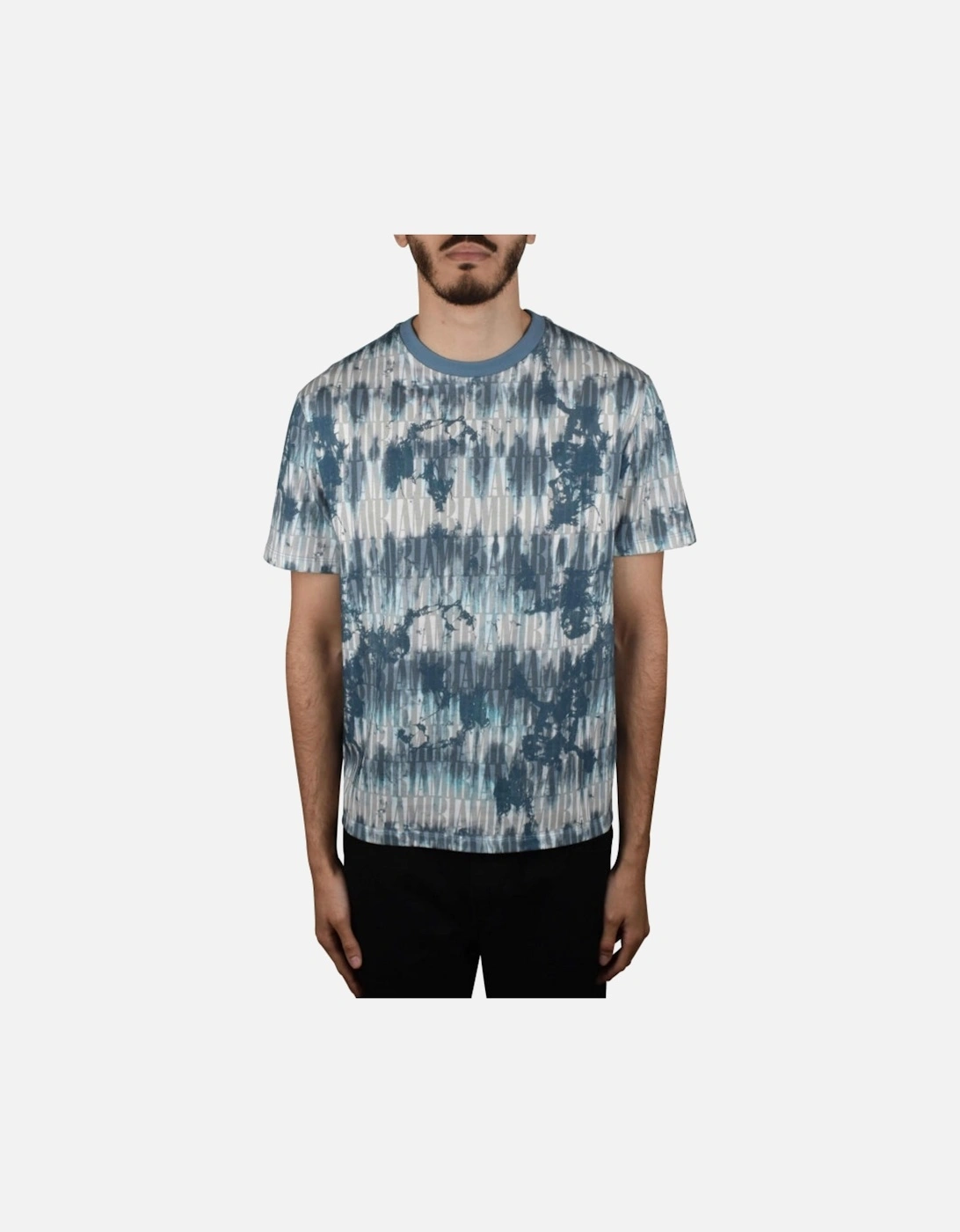 TIE DYE ALL OVER LOGO TEE BLUE