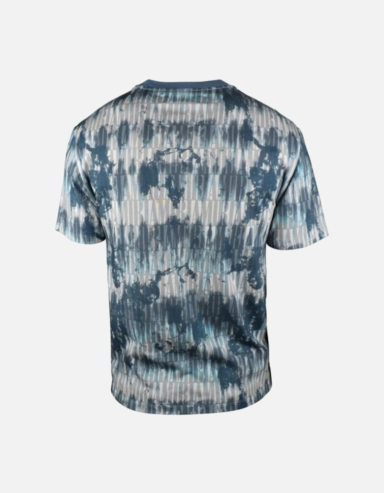 TIE DYE ALL OVER LOGO TEE BLUE