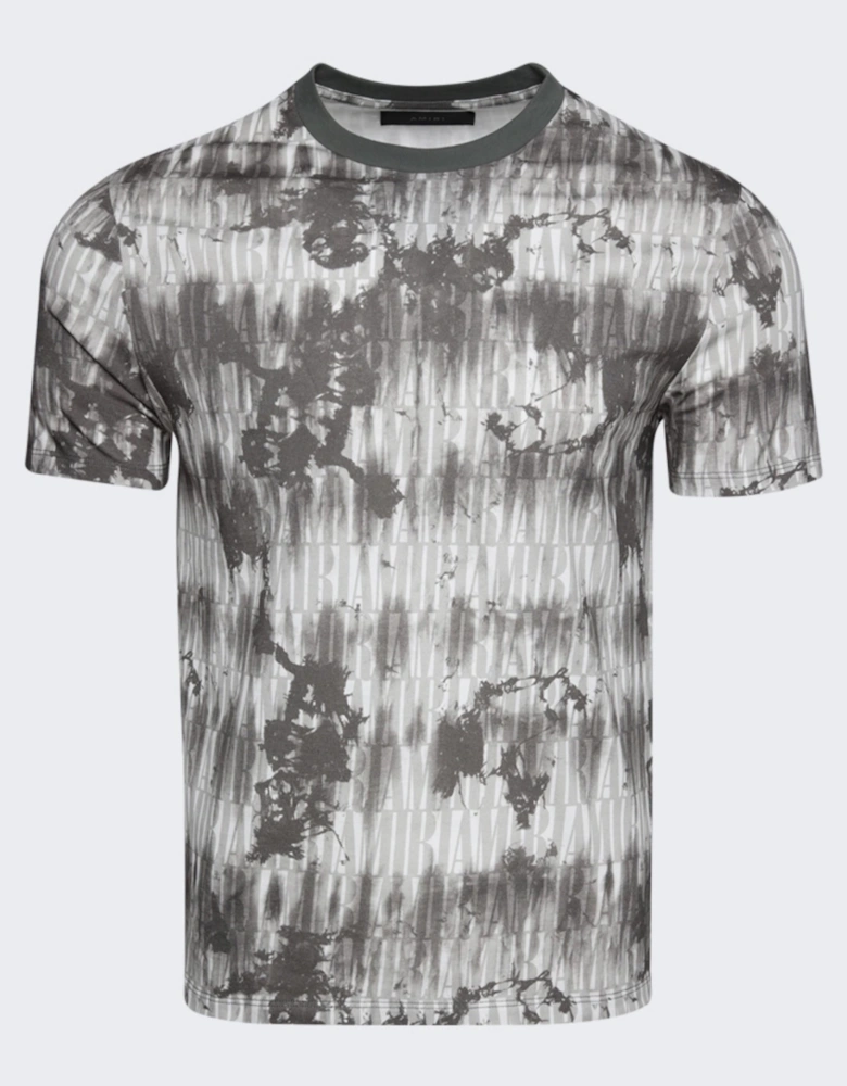 TIE DYE ALL OVER LOGO TEE GREY