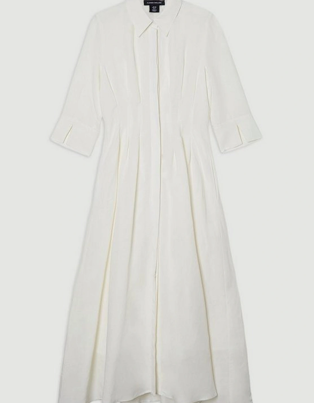 Lydia Millen Petite Premium Tailored Linen Darted Waist Midi Dress