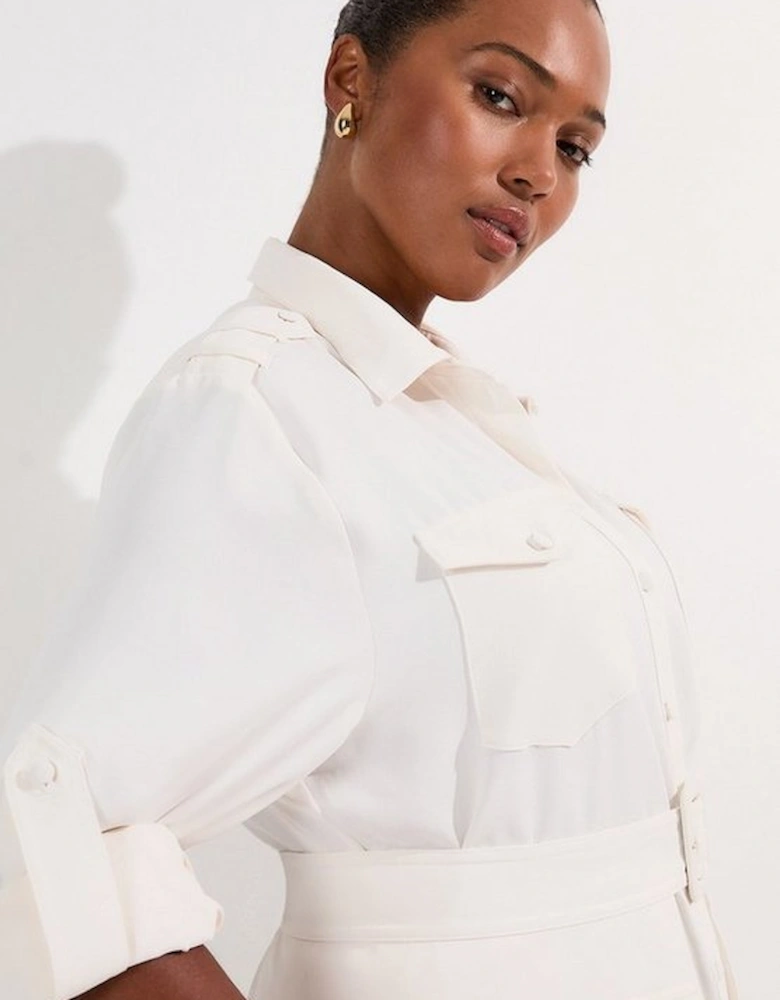 Lydia Millen Plus Size Soft Tailored Belted Maxi Shirt Dress