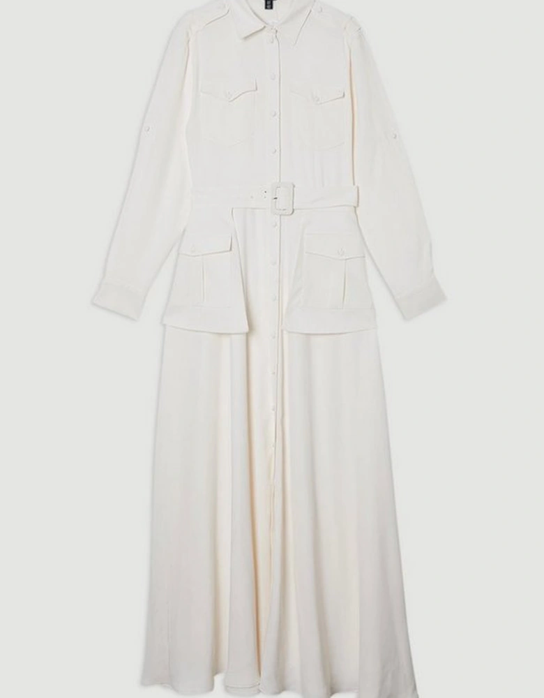 Lydia Millen Plus Size Soft Tailored Belted Maxi Shirt Dress