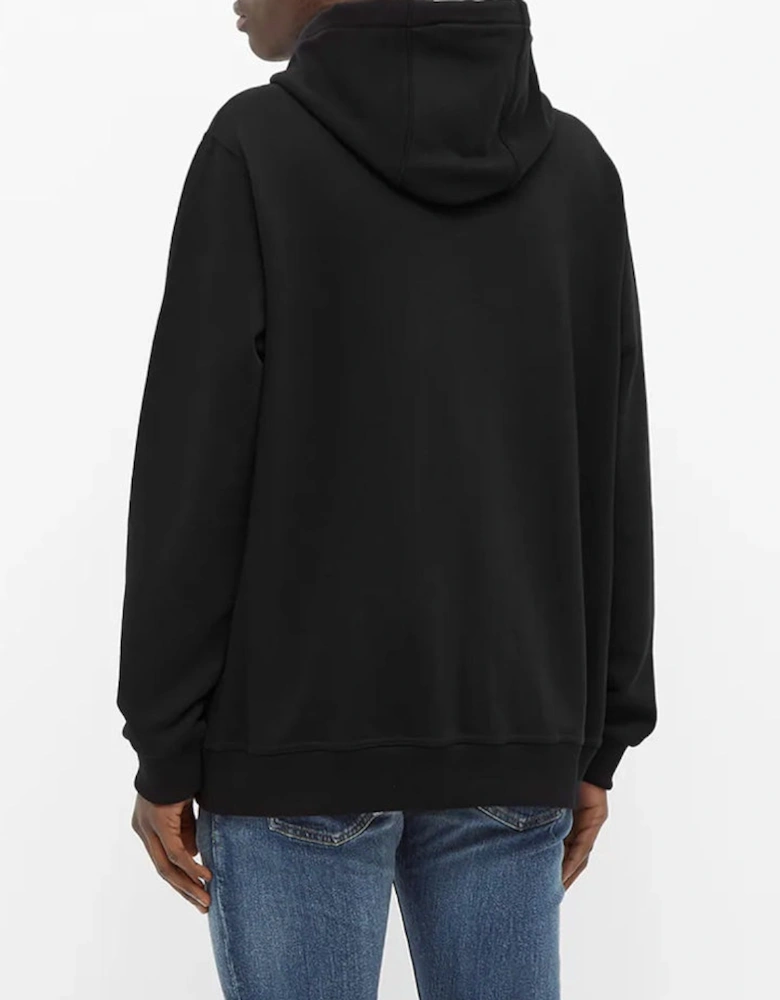 Stripe Detail Zipped Hoodie in Black