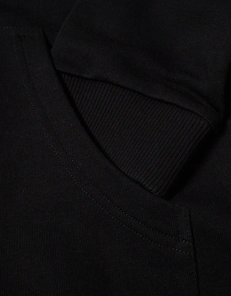 Stripe Detail Zipped Hoodie in Black