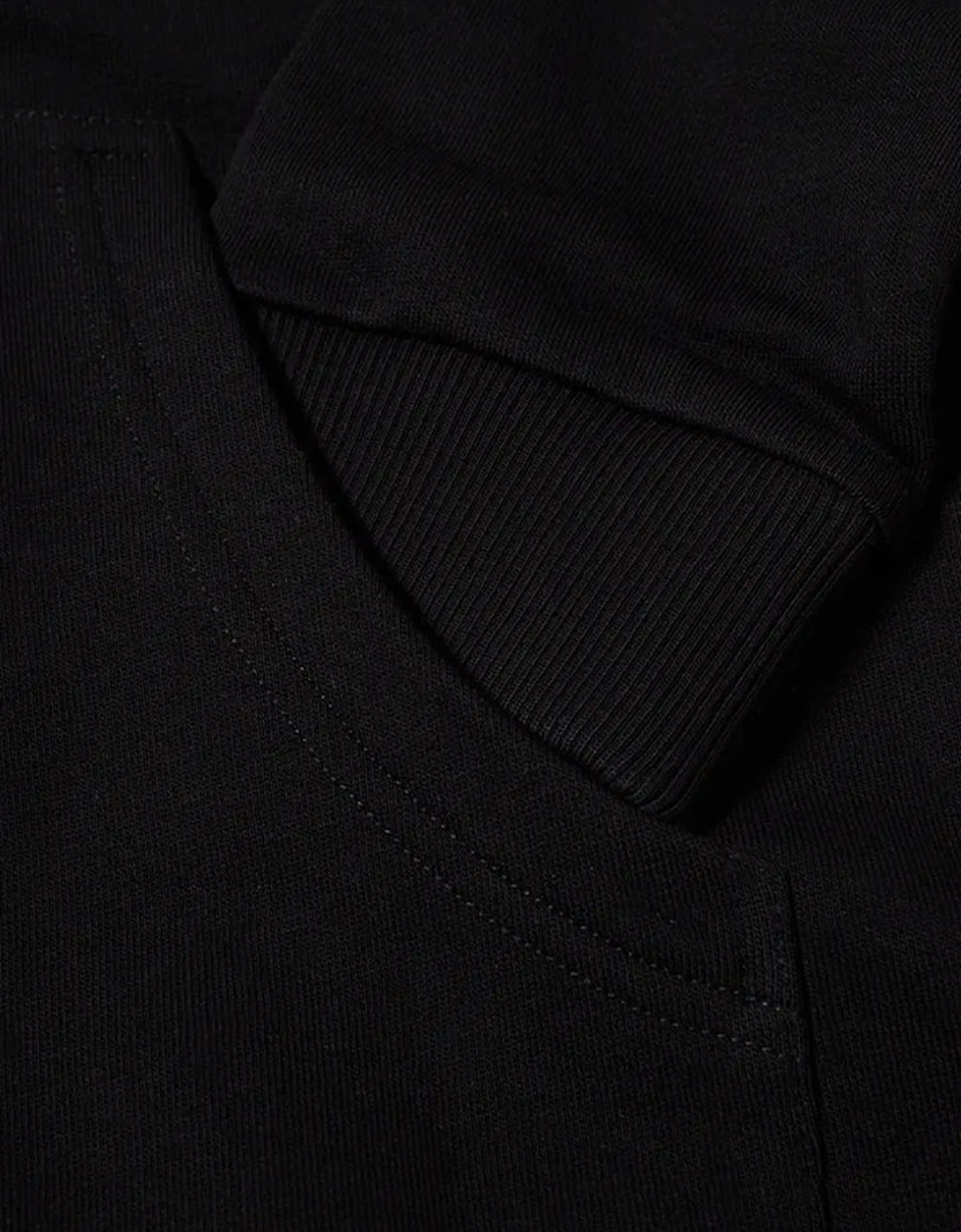 Stripe Detail Zipped Hoodie in Black
