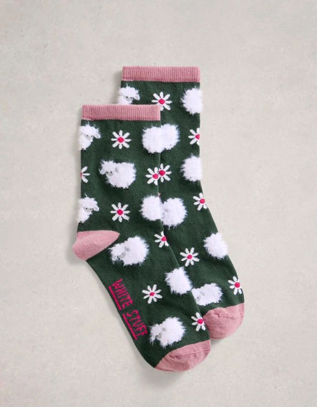 Women's Fluffy Ankle Sock Dark Green, 3 of 2