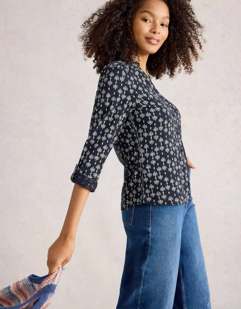 Women's Annie Jersey Shirt Navy Print