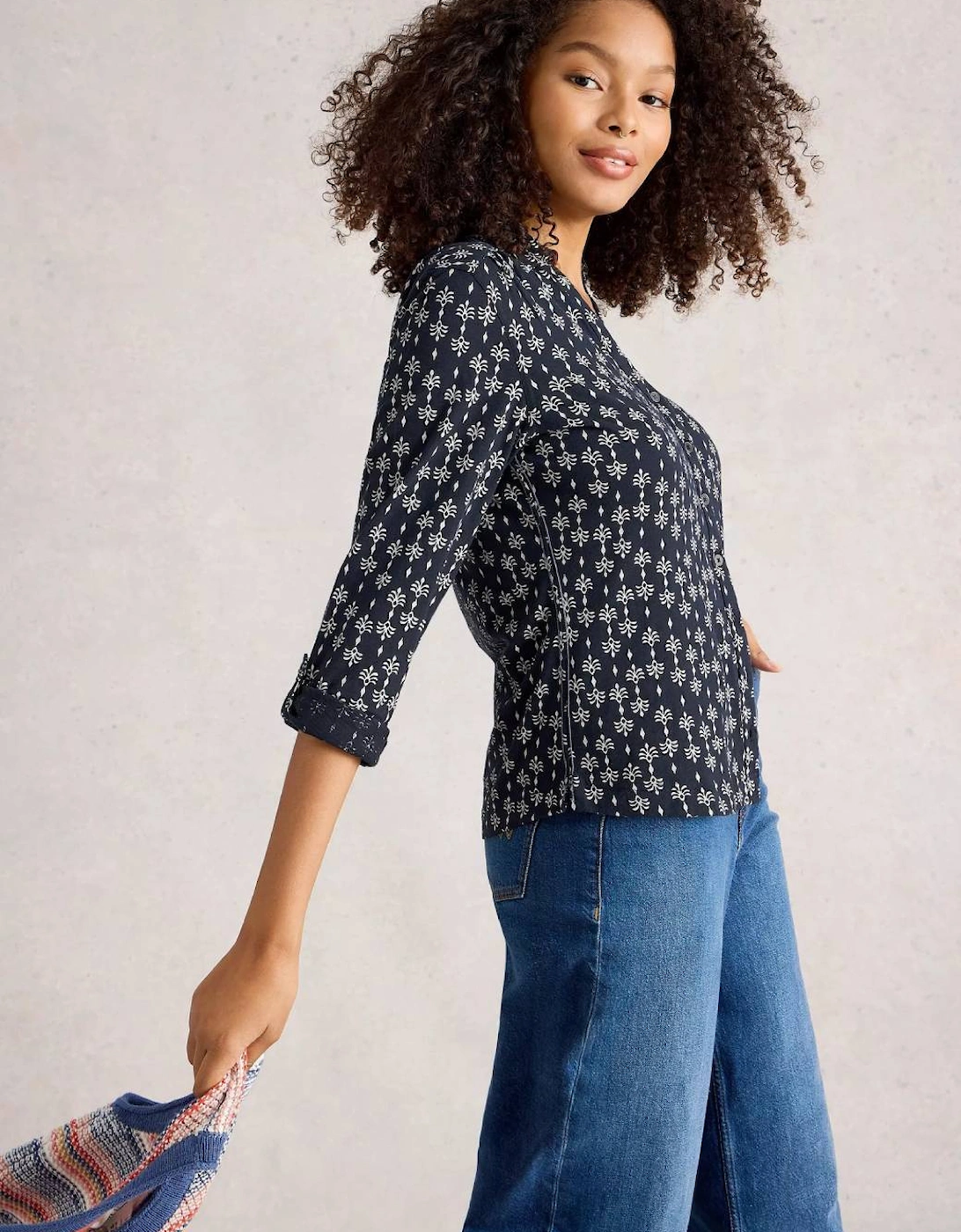 Women's Annie Jersey Shirt Navy Print