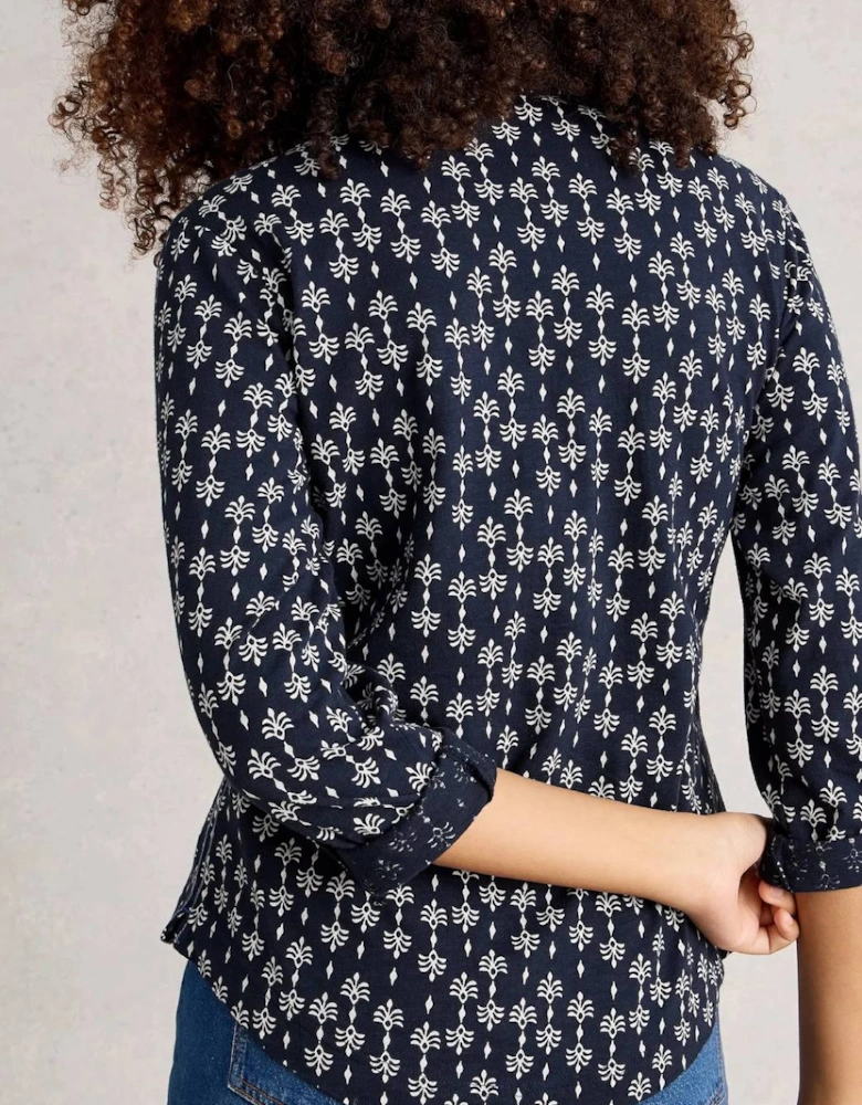 Women's Annie Jersey Shirt Navy Print