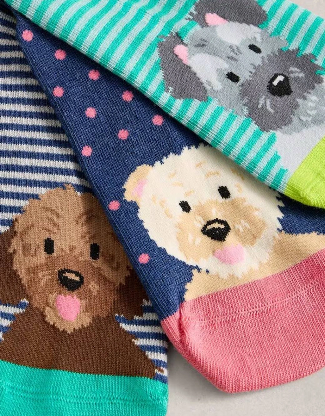 Women's Dog Pals Ankle Socks 3-Pack Blue Multi