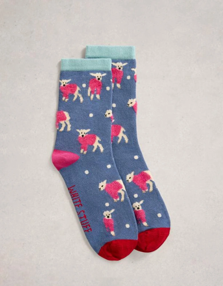 Women's Fluffy Ankle Sock Dark Blue