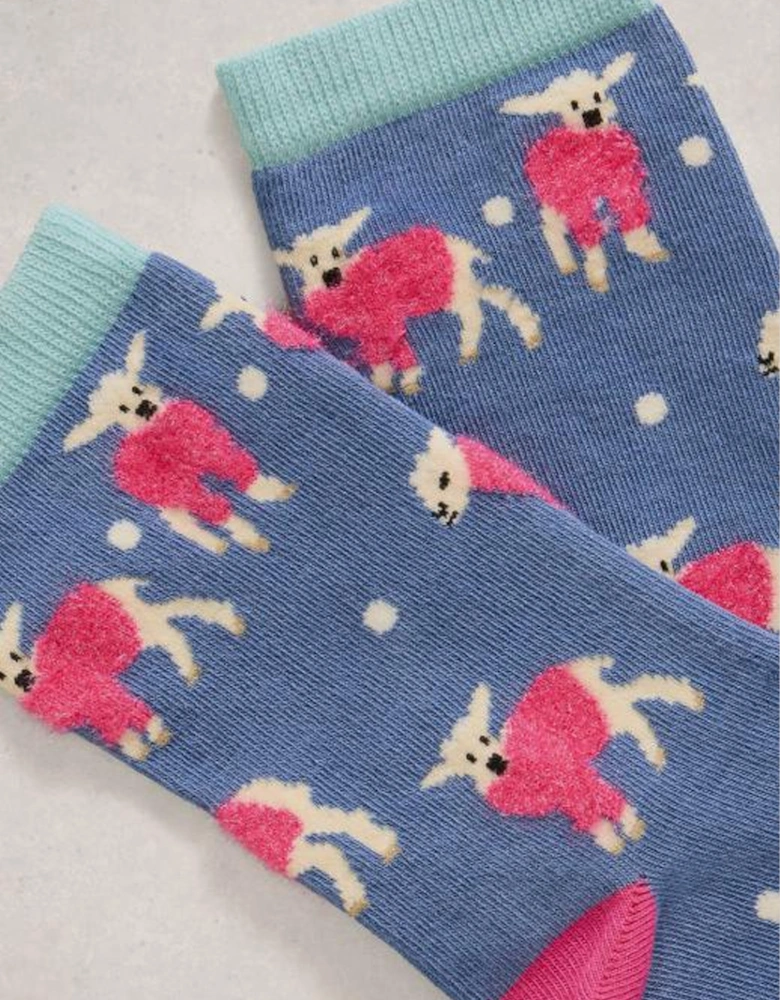 Women's Fluffy Ankle Sock Dark Blue