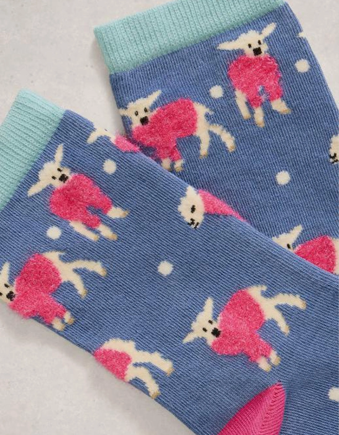 Women's Fluffy Ankle Sock Dark Blue