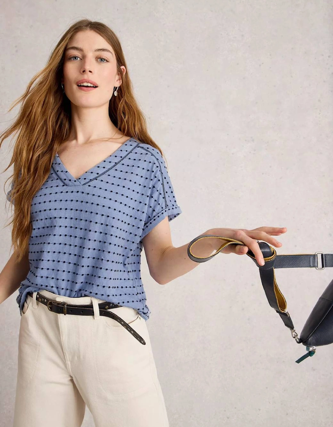 Women's Embroidered Stripe Tee Blue Multi, 7 of 6