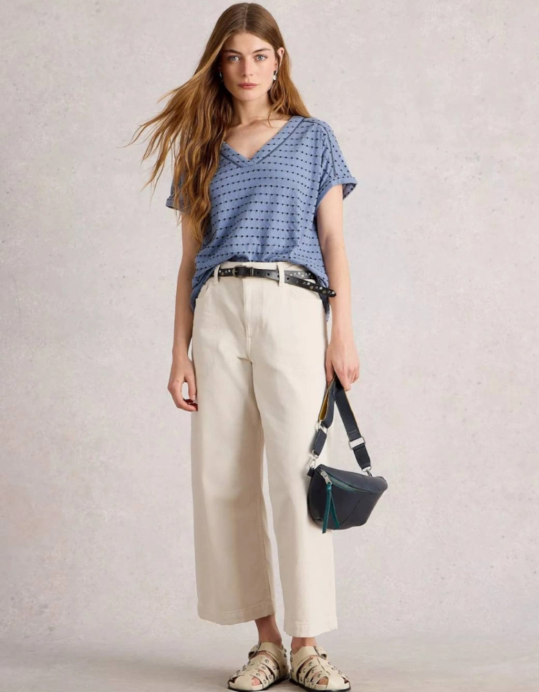 Women's Embroidered Stripe Tee Blue Multi