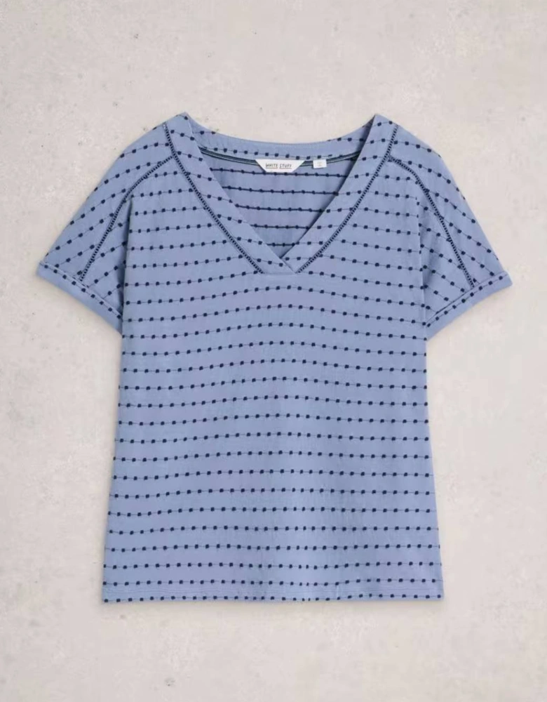 Women's Embroidered Stripe Tee Blue Multi