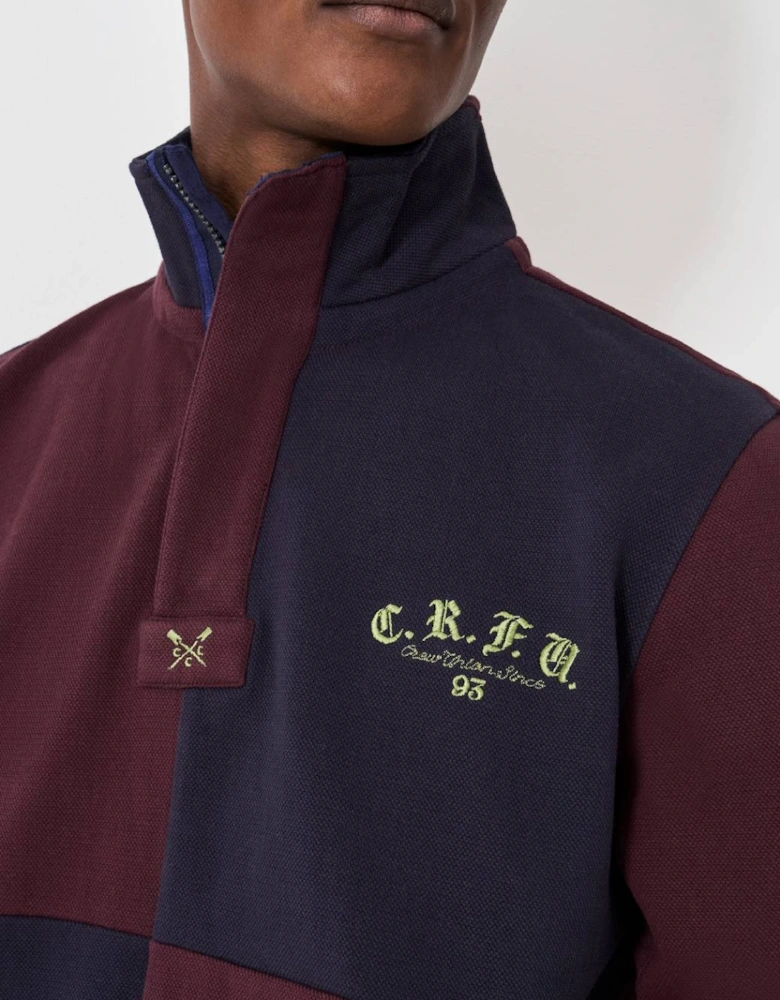 Men's Cut and Sew Padstow Sweat Heritage Dark Navy/Heritage Burgundy