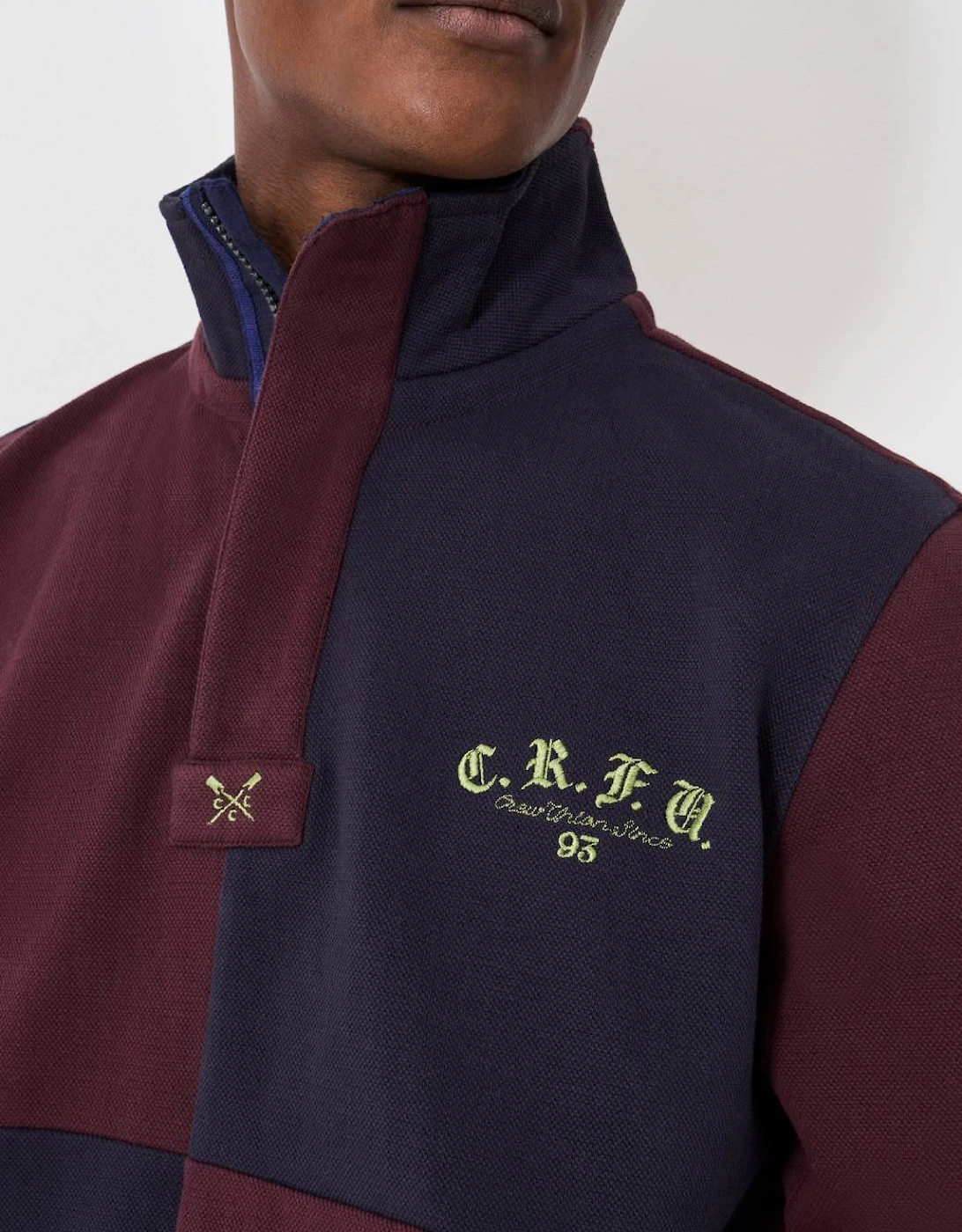 Men's Cut and Sew Padstow Sweat Heritage Dark Navy/Heritage Burgundy