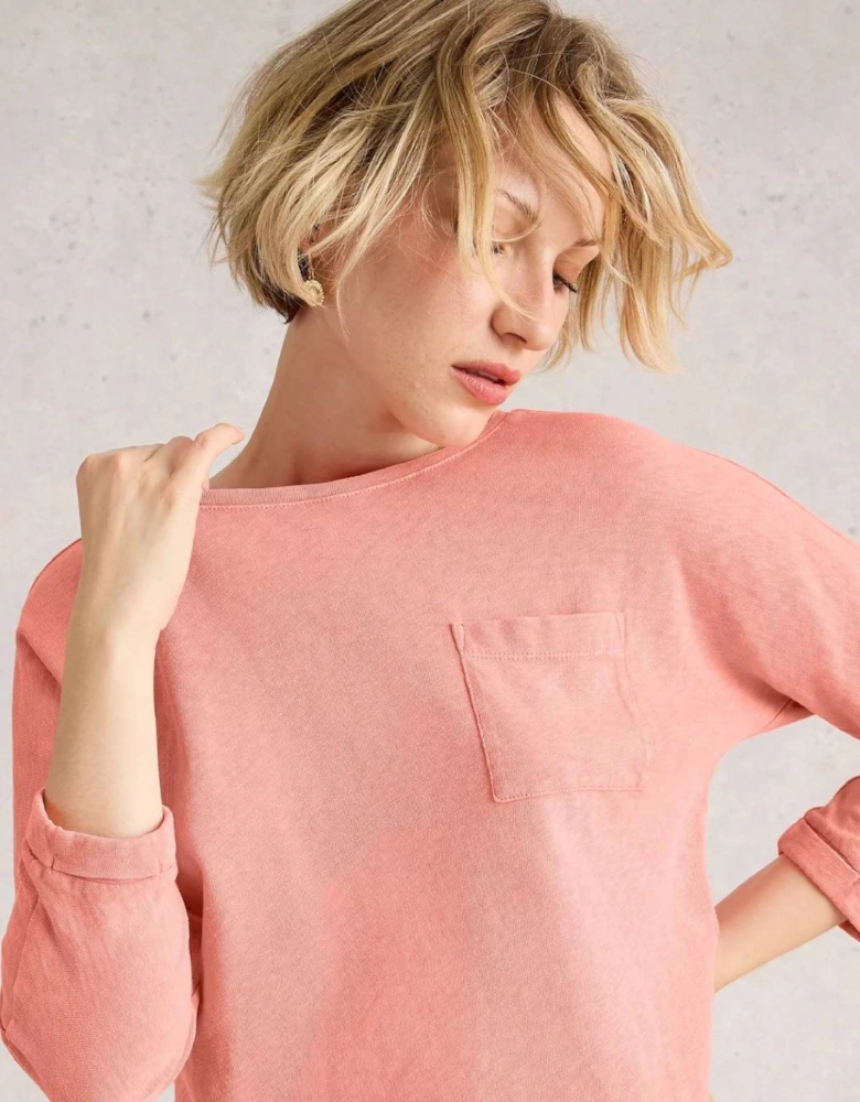 Women's Demi Dolman Crew Neck Top Mid Coral