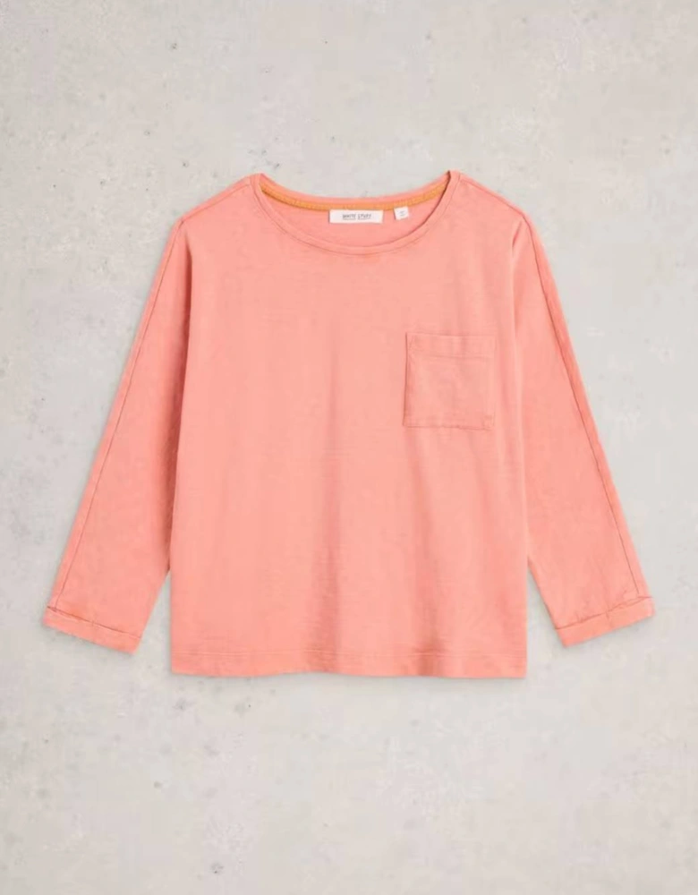 Women's Demi Dolman Crew Neck Top Mid Coral