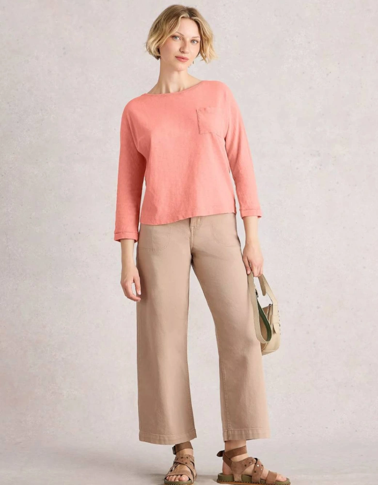Women's Demi Dolman Crew Neck Top Mid Coral
