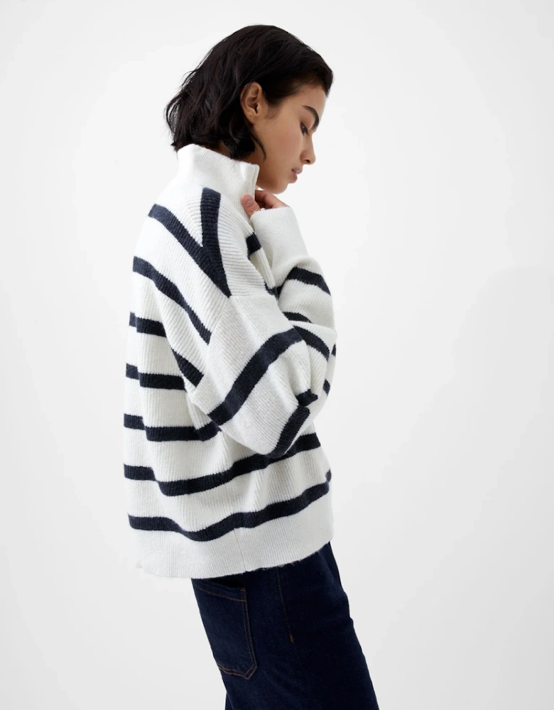 Women's Vhari Half Knit Jumper Winter White/Marine