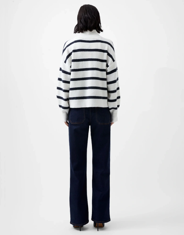 Women's Vhari Half Knit Jumper Winter White/Marine
