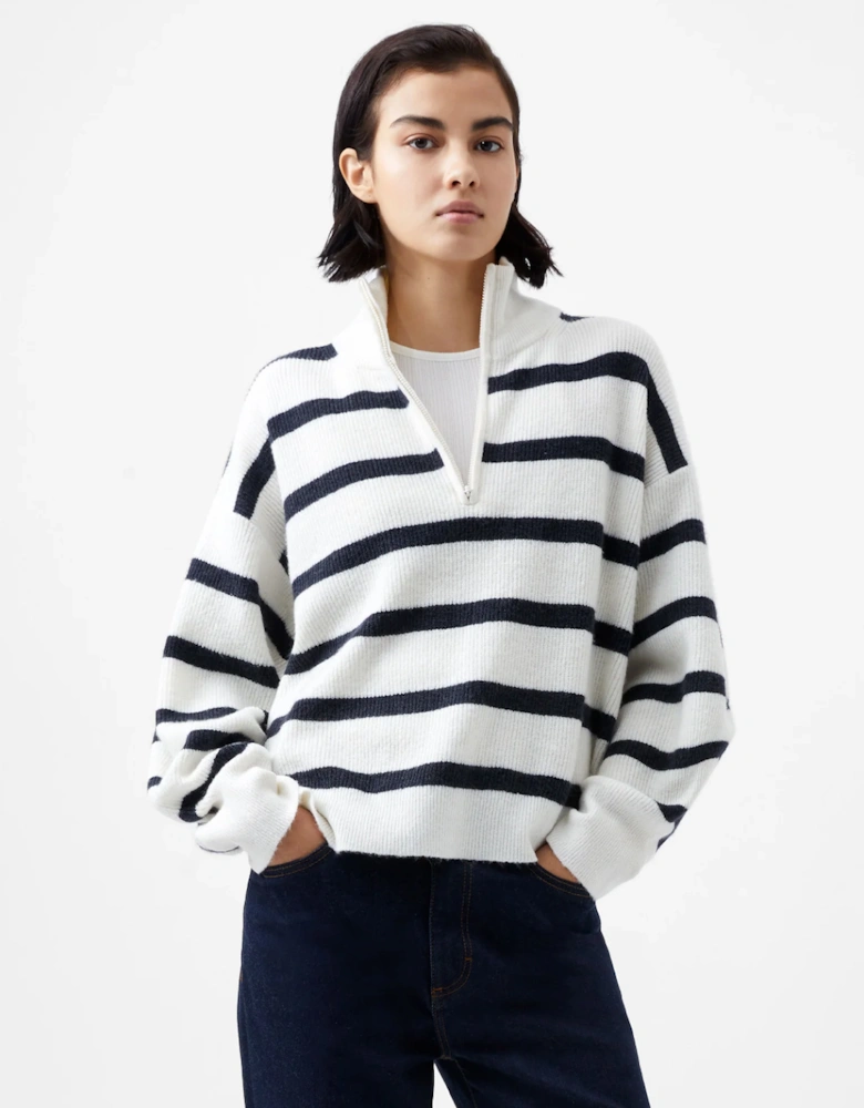 Women's Vhari Half Knit Jumper Winter White/Marine