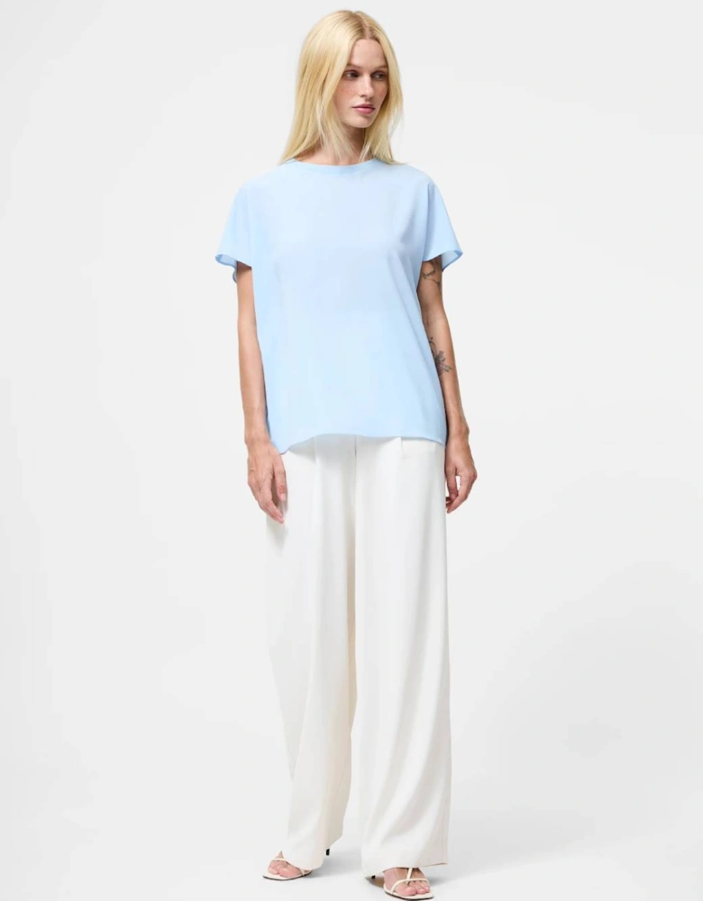 Women's Crepe Light Crew Neck Top Arctic Blue