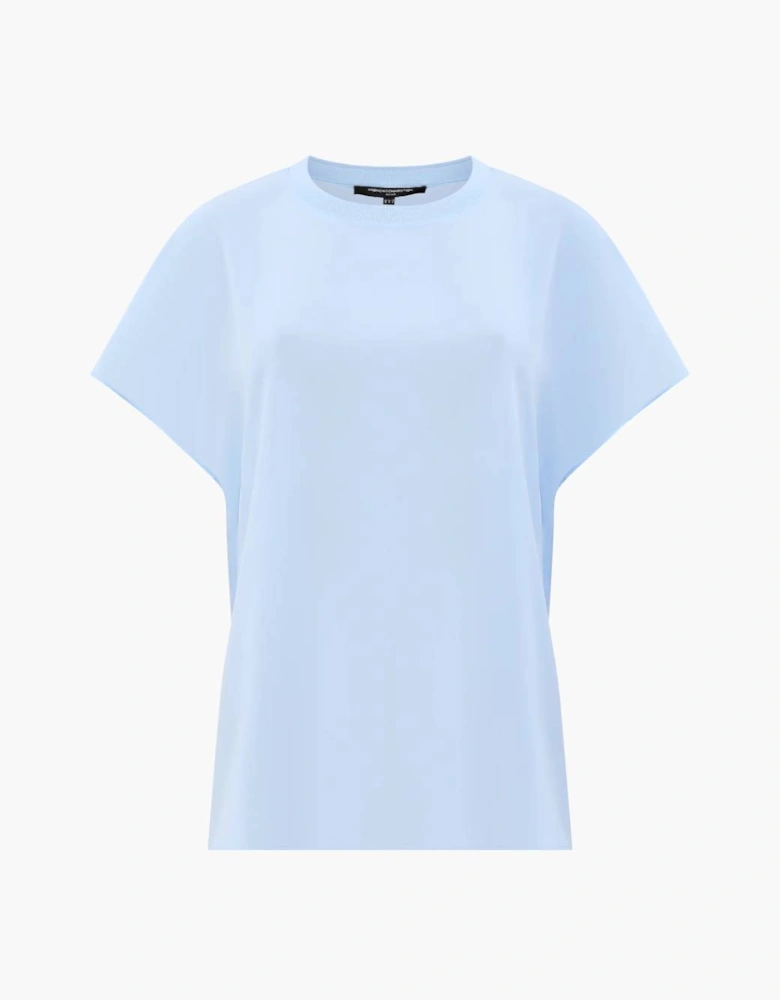 Women's Crepe Light Crew Neck Top Arctic Blue